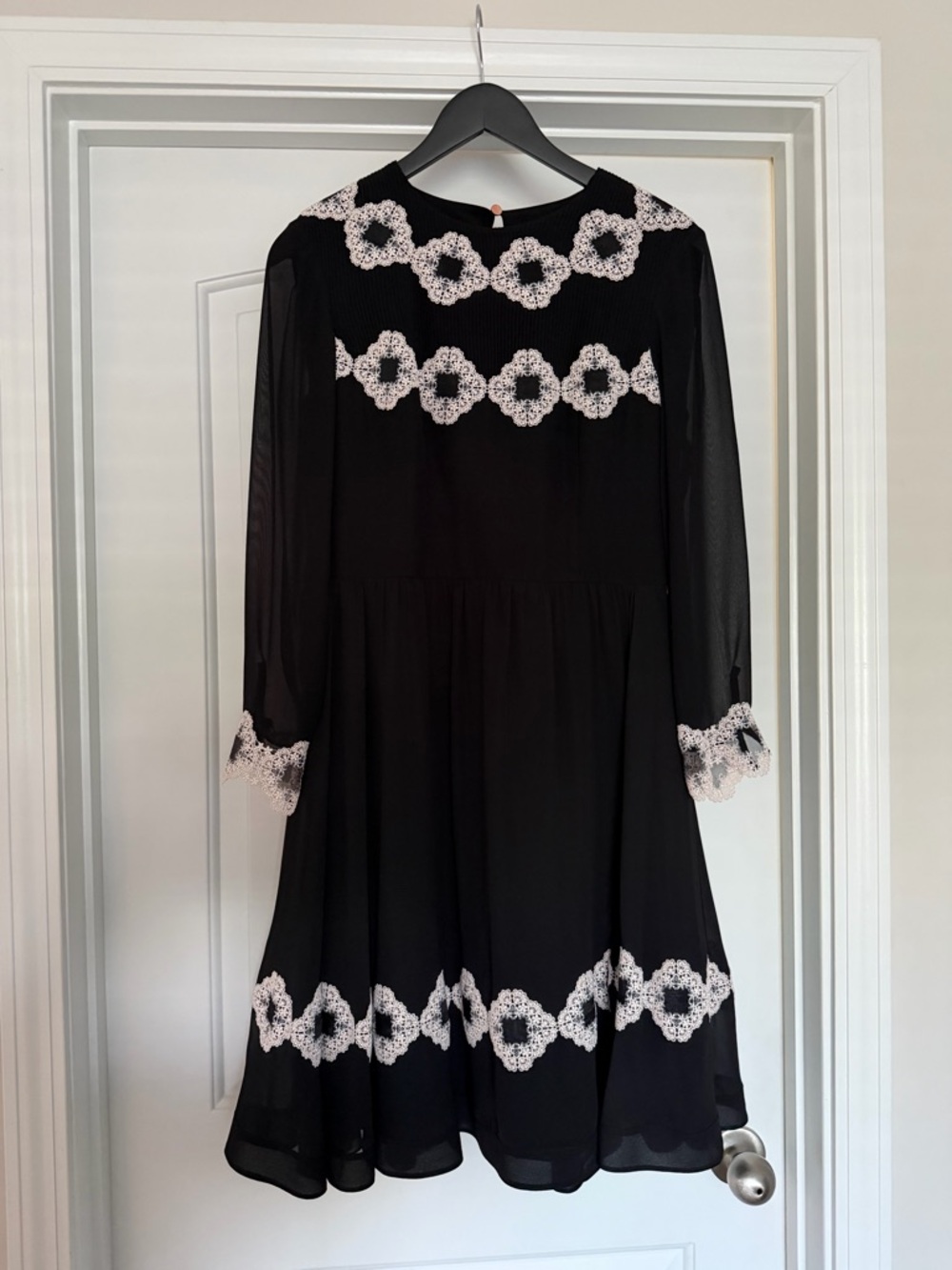 Ted Baker London Black Dress with White Lace Trim